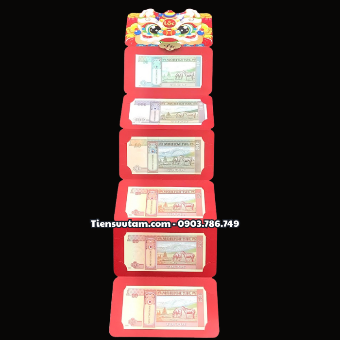 Bao Lì Xì Thần Tài Hoặc Bao Lì Xì Đầu Lân 6 Tờ Mã Đáo Thành Công Mông Cổ