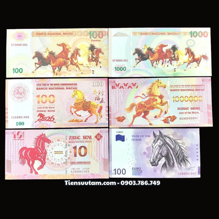 Bao Lì Xì Thần Tài Hoặc Bao Lì Xì Đầu Lân 6 Tờ Tiền Lưu Niệm Mã Đáo Thành Công