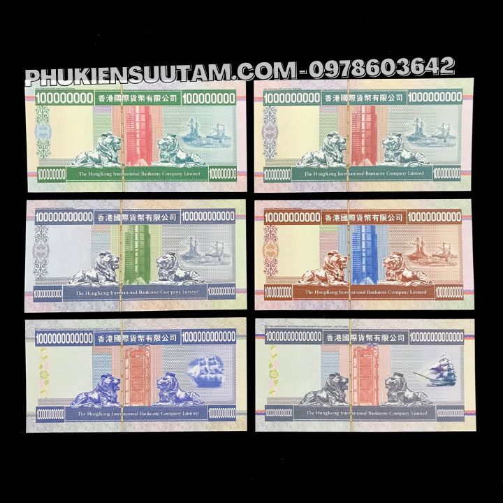 Bộ 6 tờ Lưu Niệm HongKong Mệnh Giá Khủng - Phukiensuutam.com