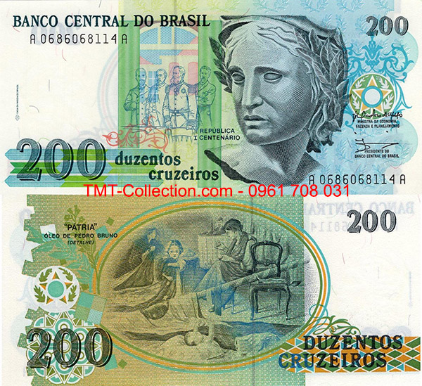 Brasil 200 Reals 1990 UNC (tờ)