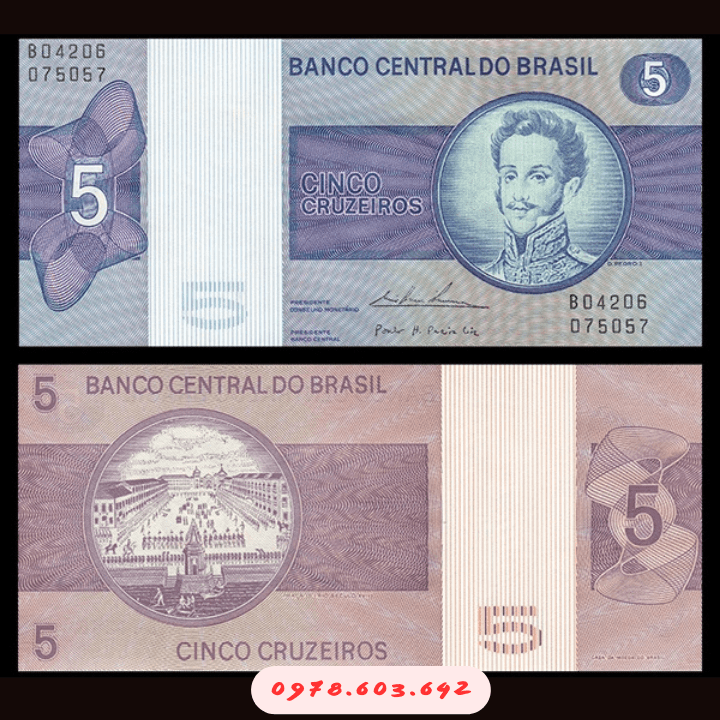 Brazil 5 Cruzeiros 1970 UNC - Phukiensuutam.com