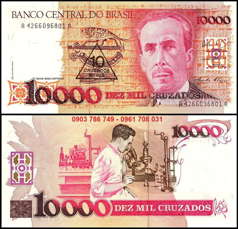 Tiền Sưu Tầm Brazil 10.000 Cruzados 1990 UNC
