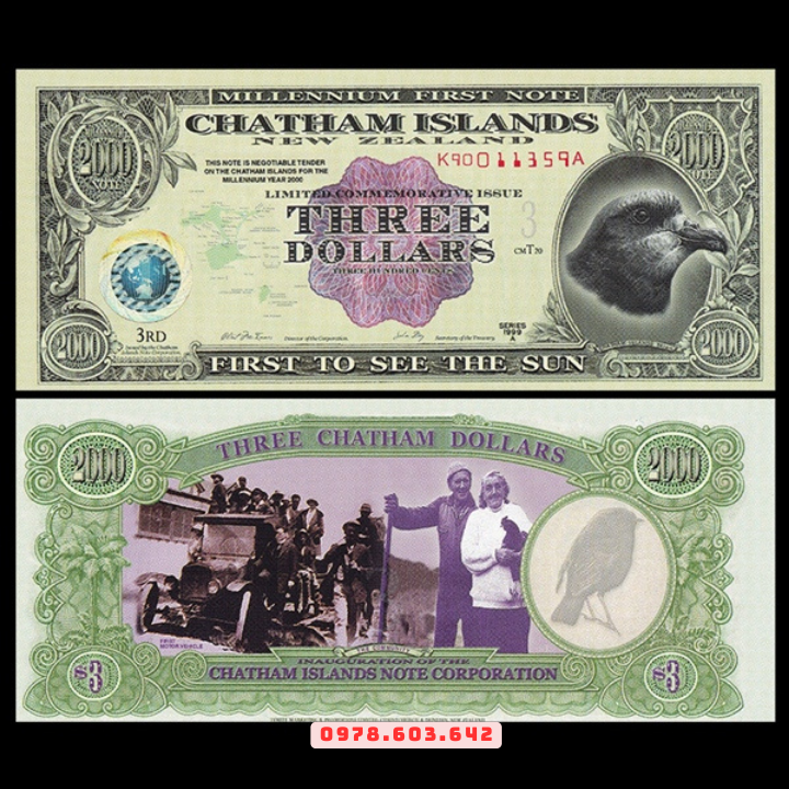 Chatham 3 Dollars 2000 UNC - Phukiensuutam.com