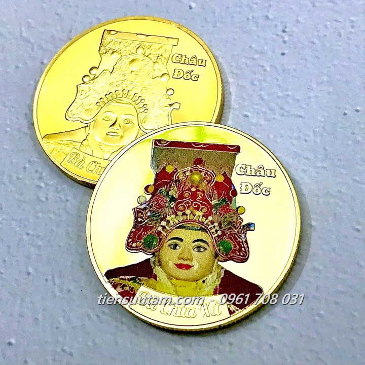 Xu Lưu Niệm Bà Chúa Xứ Châu Đốc Mạ Vàng In Màu
