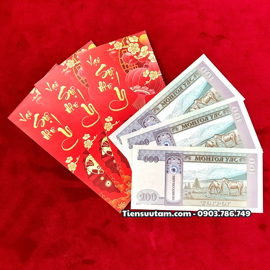 Combo 10 Tờ 100 Tugrik Mông Cổ Mã Đáo Thành Công
