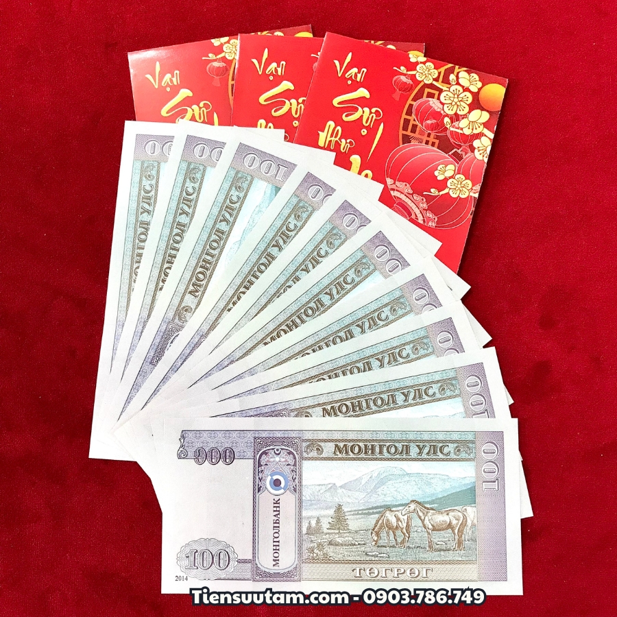 Combo 10 Tờ 100 Tugrik Mông Cổ Mã Đáo Thành Công