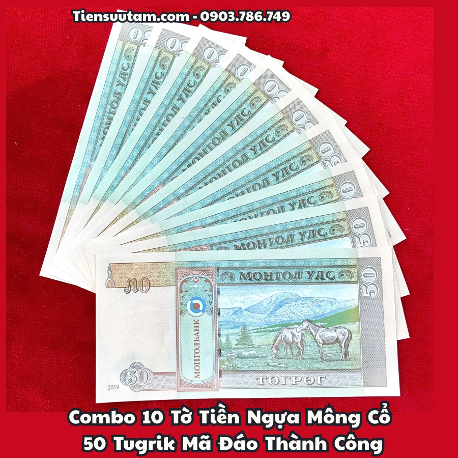 Combo 10 Tờ Tiền Ngựa Mông Cổ 50 Tugrik
