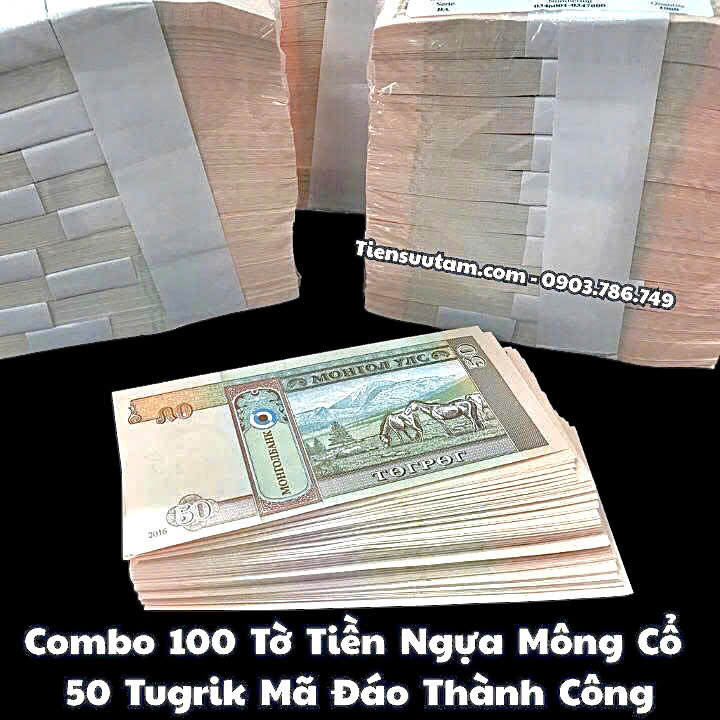 Combo 100 Tờ Tiền Ngựa Mông Cổ 50 Tugrik