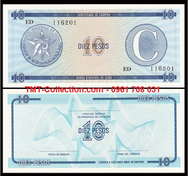 Cuba 10 Pesos 1985 UNC