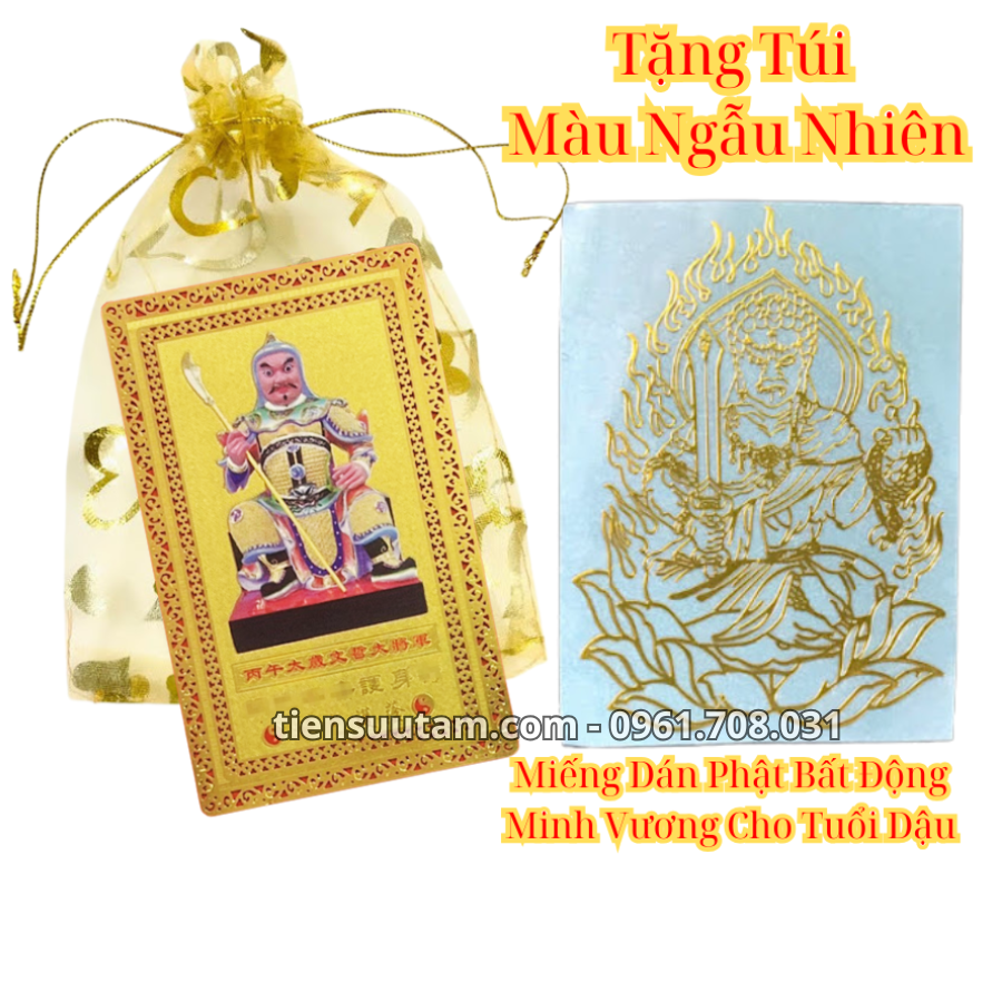 Thẻ kim bài thái tuế 2026 cho tuổi Dậu kèm miếng dán phật bản mệnh