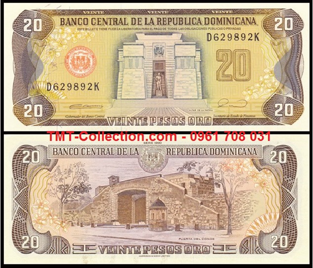 Dominican 20 Pesos 1990 UNC