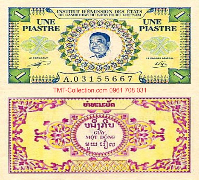 Tiền Việt Nam 1 đồng piastre 1953 Laos