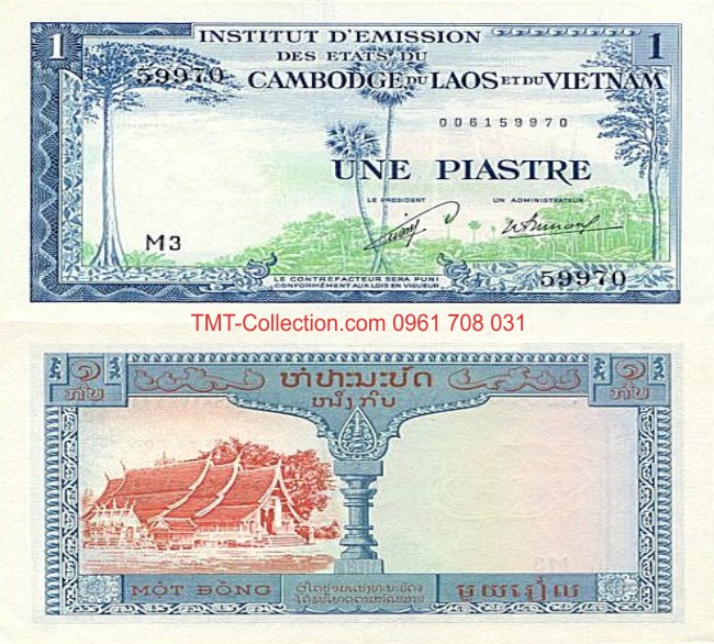 Tiền Việt Nam 1 đồng Piastre 1954 Laos