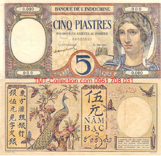 5 Piastre 1927 - 1931 Con Công