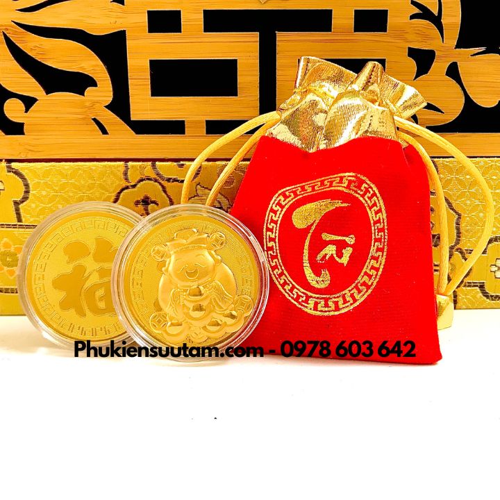 Đồng xu Thần Tài Cute Tặng Túi Gấm TÀI - Phukiensuutam.com