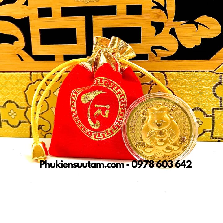 Đồng xu Thần Tài Cute Tặng Túi Gấm TÀI - Phukiensuutam.com