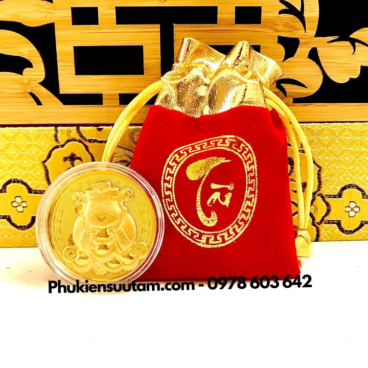 Đồng xu Thần Tài Cute Tặng Túi Gấm TÀI - Phukiensuutam.com