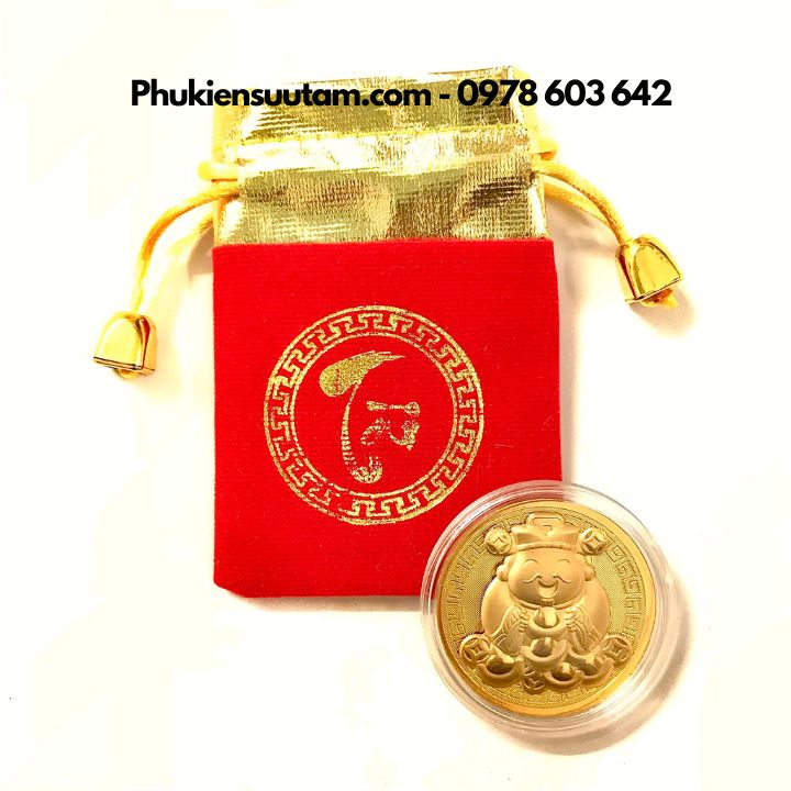 Đồng xu Thần Tài Cute Tặng Túi Gấm TÀI - Phukiensuutam.com