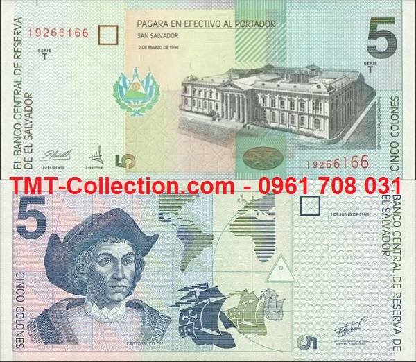 El Sanvador 5 Colon 1998 UNC (tờ)