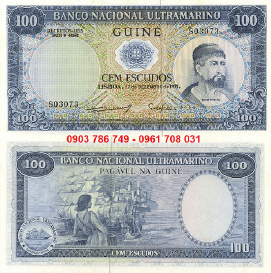 Tiền Sưu Tầm Guinea Bồ Đào Nha 100 Escudos 1971