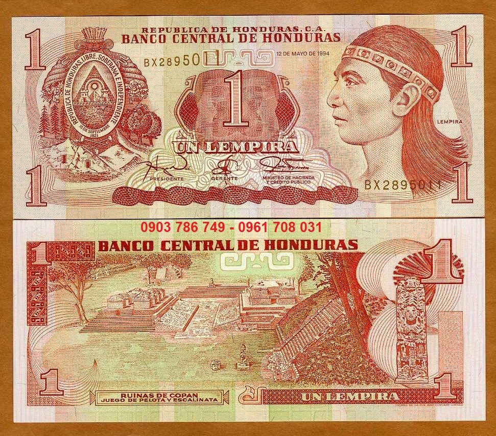 Tiền sưu tầm Honduras 1 Lempira 1994 Xưa
