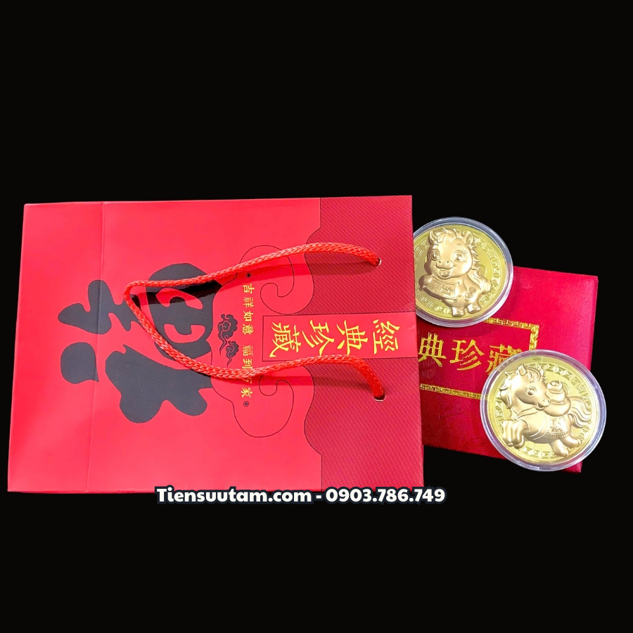 Hộp Miếng Xu Hình Con Ngựa Cute Mạ Vàng Túi Phúc