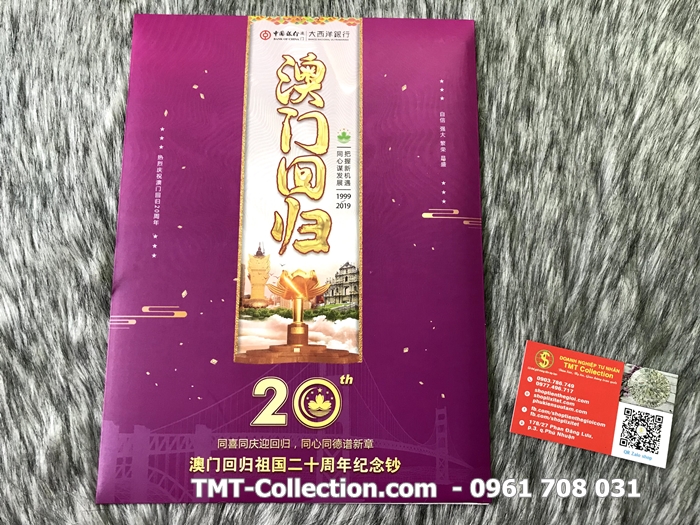 Macao 20 dollars 2019 UNC kỷ niệm Folder