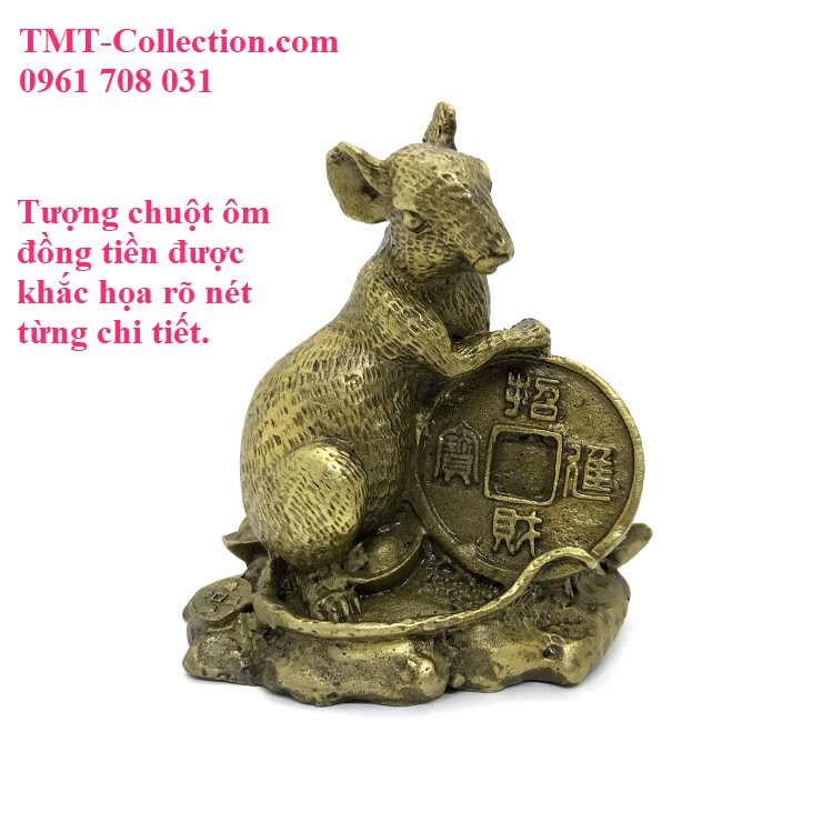 Tượng đồng chuột ôm đồng tiền - TMT Collection