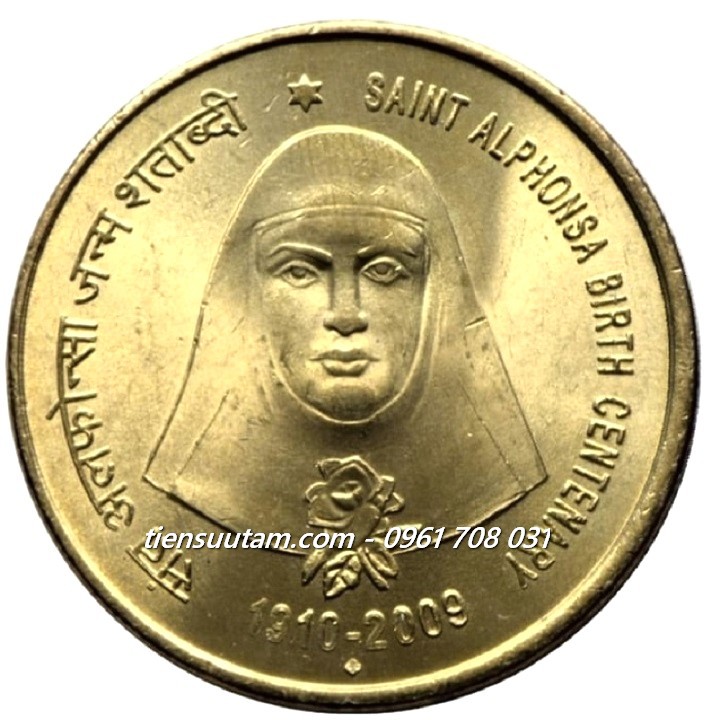 India - Ấn Độ 5 Rupee 2009 - KN 100 năm Thánh Alphonsa