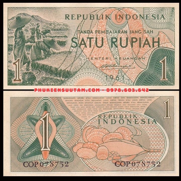 Indonesia 1 Rupiah 1961 UNC - Phukiensuutam.com