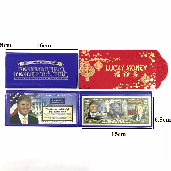 Tiền kỷ niệm 2 USD in màu tổng thống Donald Trump - TMT Collection.com