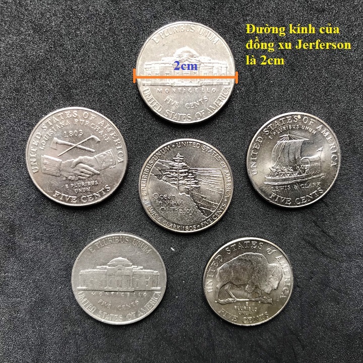 Bộ 6 xu Jerferson 5 cent của Mỹ - TMT Collection.com