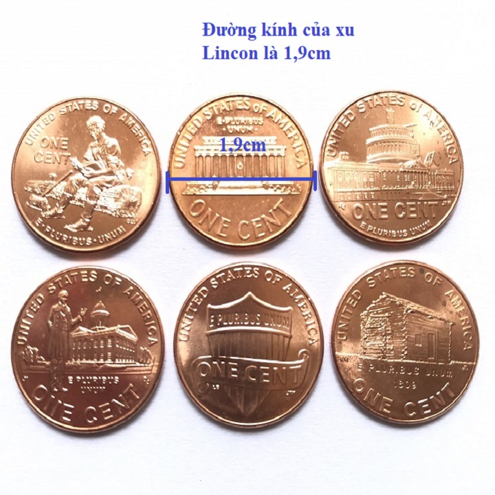 Bộ 6 xu Lincon 1 cent của Mỹ - TMT Collection.com