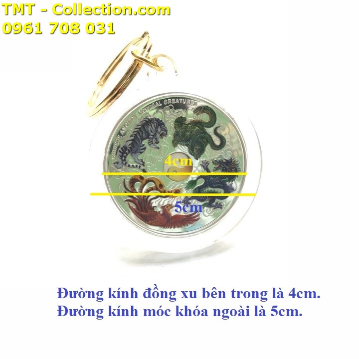 Móc khóa Xu tứ linh phong thuỷ - TMT Collection