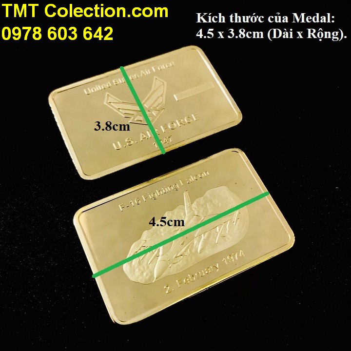 Medal hình máy bay F16 không lực Mỹ - TMT Collection