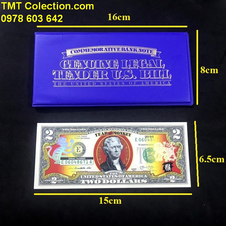Tiền kỷ niệm 2 usd con Khỉ 2016 - TMT Collection.com