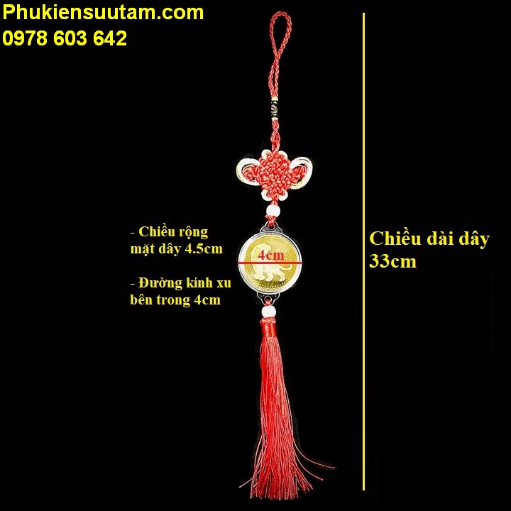 Dây Treo Ô Tô Xu con Cọp 1 Yi Trung Quốc Vàng - Phukiensuutam.com