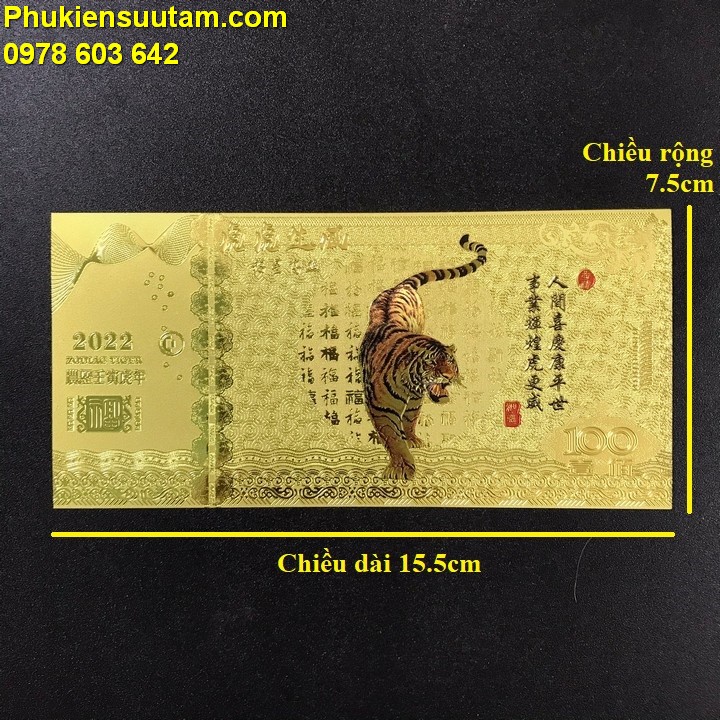 Tiền lì xì 100 hình con Cọp in màu Plastic - Phukiensuutam.com