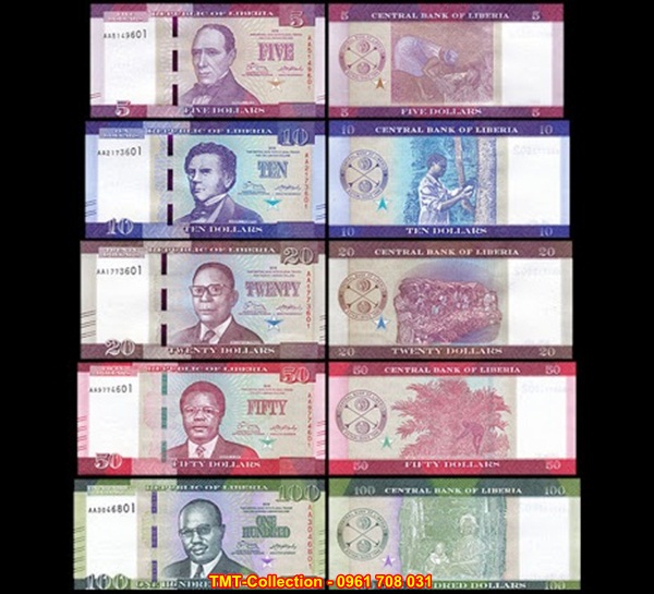 Bộ 5 tờ tiền Liberia 2016