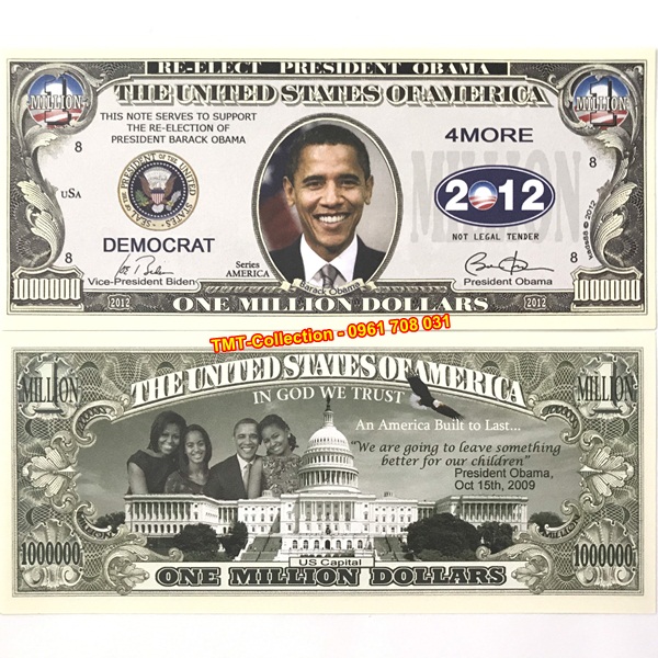 Tiền playmoney 1 triệu USD hình Tổng thống Obama
