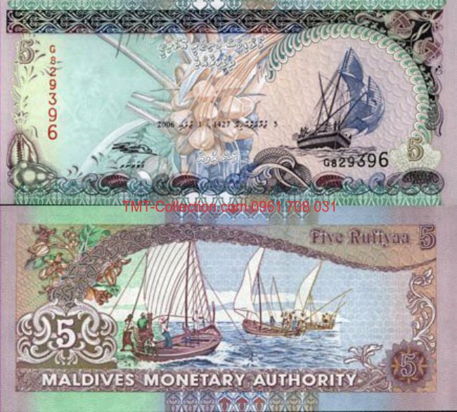 Maldives 5 Rufiyaa 2006 UNC