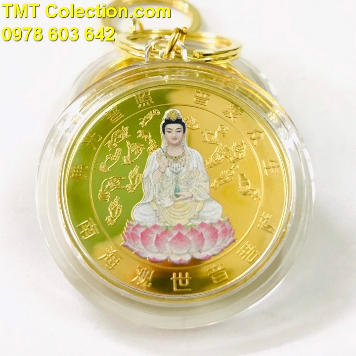 Móc Khóa Xu Quan Âm Vàng In Màu - TMT Collection.com