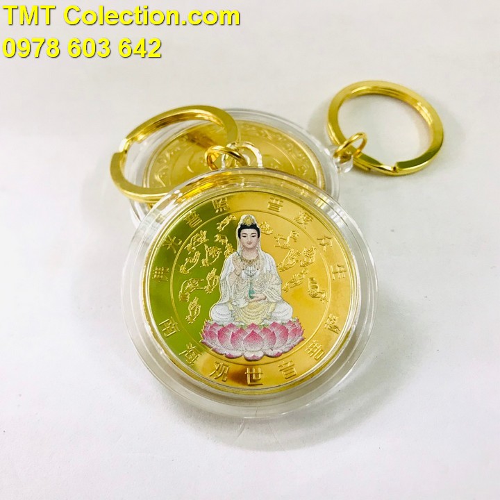 Móc Khóa Xu Quan Âm Vàng In Màu - TMT Collection.com