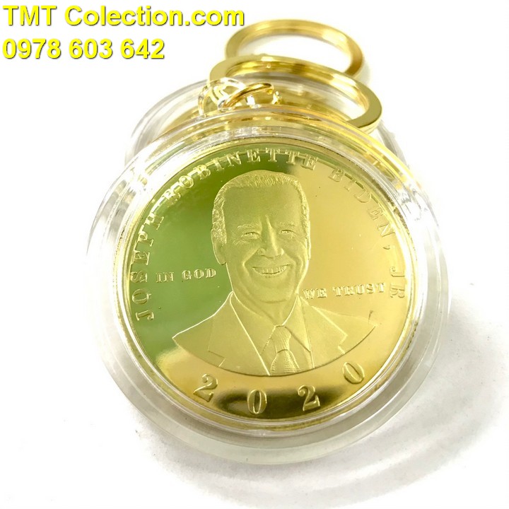 Móc Khóa Xu Biden mạ vàng - TMT Collection.com