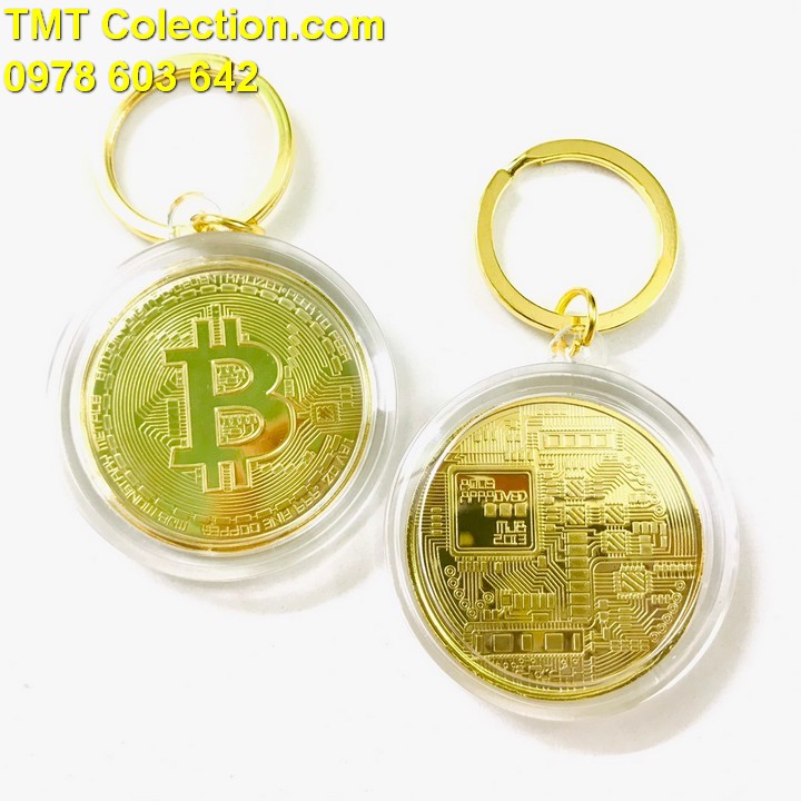 Móc khóa xu Bitcoin Vàng - TMT Collection.com