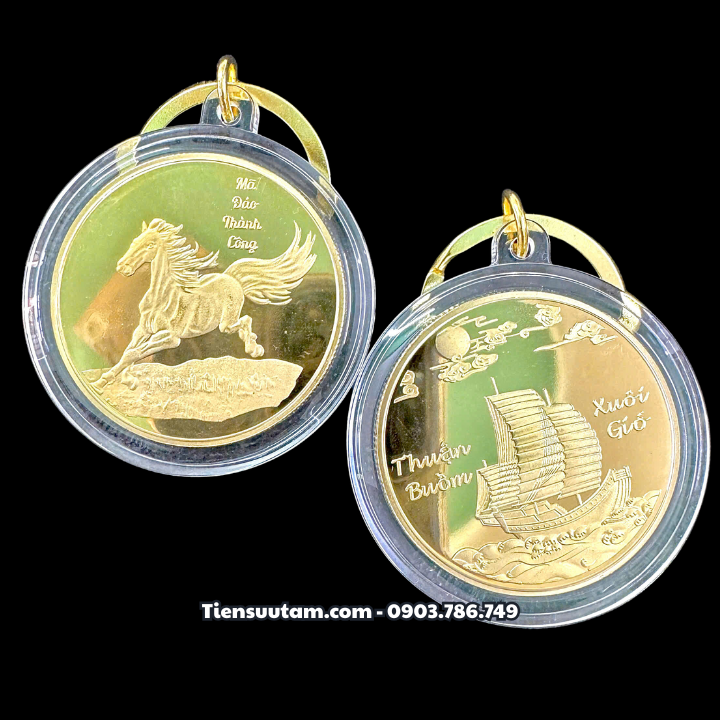 Móc Khoá Xu Hình Con Ngựa Mã Đáo Thuận Buồm