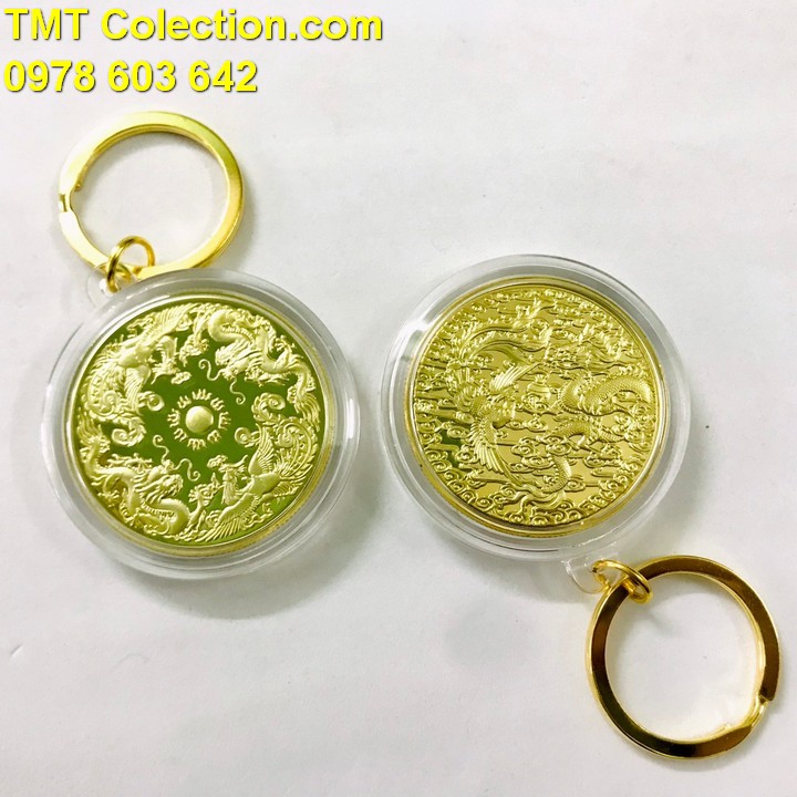 Móc Khóa Xu Long Phụng Vàng - TMT Collection.com