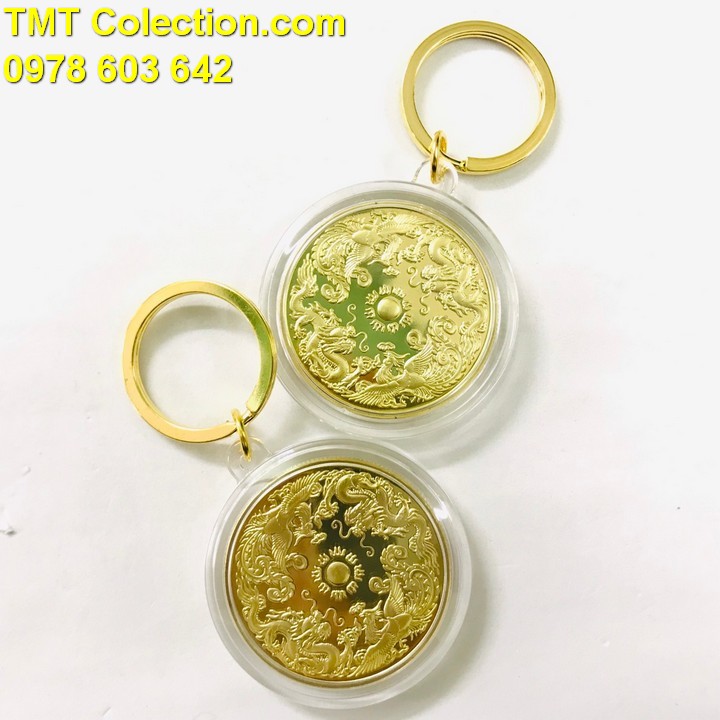 Móc Khóa Xu Long Phụng Vàng - TMT Collection.com