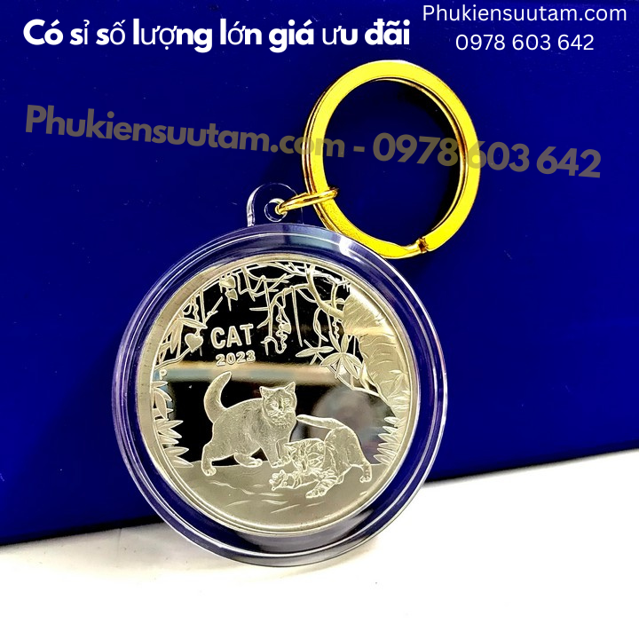 Móc Khóa Xu Úc Hình Con Mèo Bạc - Phukiensuutam.com