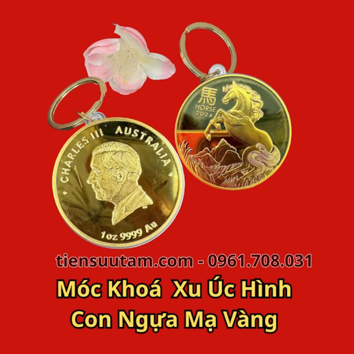 Móc Khóa Xu Úc Hình Con Ngựa Mạ Vàng 2026